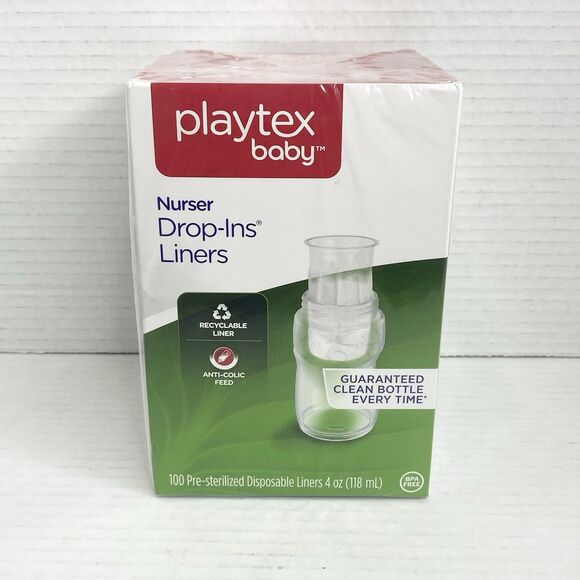 Playtex Baby Nurser Drop-Ins 100 Pre-Sterilized Disposable Liners 4oz (118 ml) - Picture 1 of 2
